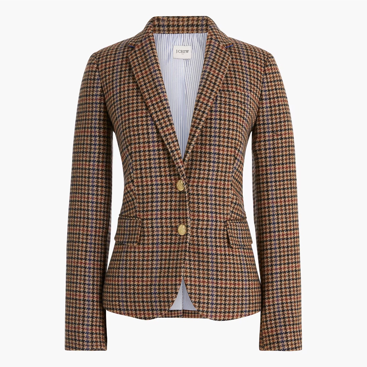 J. Crew Wool-Blend Schoolboy Blazer In Brown Houndstooth Sz 22 {182}